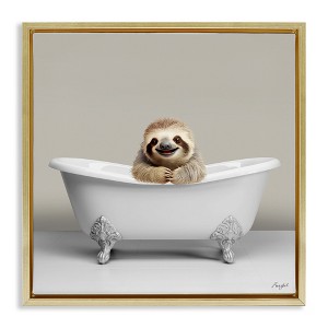 Stupell Industries Happy Sloth in Bathtub, 18" x 18" - 1 of 4