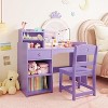 2-in-1 Kids Vanity Set with Stool, Adjustable Mirror and Storage, Playroom Makeup Desk for Toddlers and Little Girls, Easy Assembly Safe Design - 3 of 4