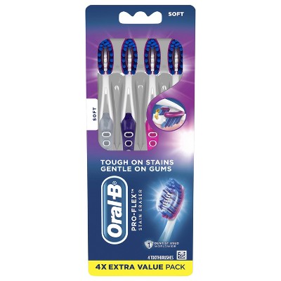 Oral-B Pro-Flex Stain Eraser Toothbrushes, Soft, 4 Count