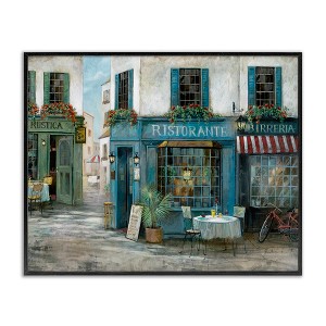 Stupell Industries Traditional Village Plaza Architecture Restaurant Patio Scene Framed Giclee Art, Black, 14" x 11" - 1 of 4