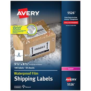 Avery WeatherProof Shipping Labels w/TrueBlock Laser White 5 1/2 x 8 1/2 100/Pack 5526