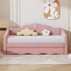 Twin Size Upholstered Daybed with Wave-Shaped Trundle - ModernLuxe - 2 of 4