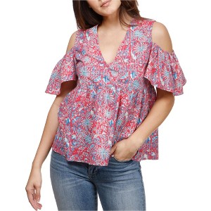 Lucky Brand Womens Floral Cold Shoulder Baby Doll Blouse - 1 of 1