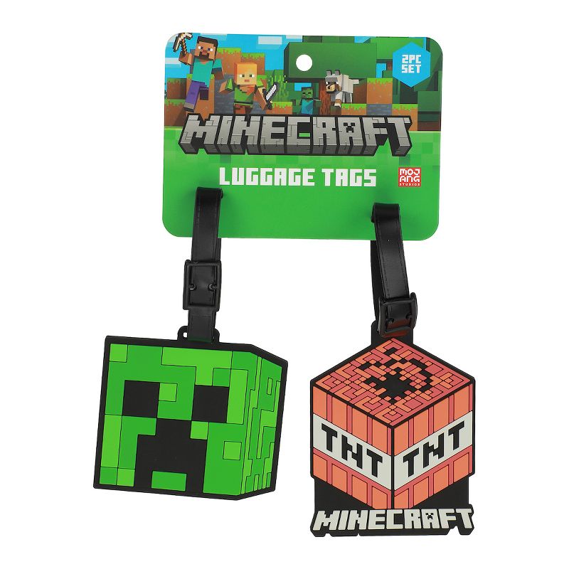 Minecraft Youth Luggage Tag 2pc Set - 3D Molded Rubber with ID Card, 4 of 5