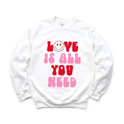 Simply Sage Market Women's Graphic Sweatshirt Love Is All You Need Smiley
