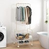Rolling Clothes Rack with Storage Basket and Shelves, Portable Wardrobe Garment Rack for Bedroom and Laundry, Beige - 4 of 4