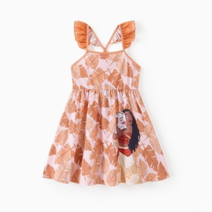 PATPAT Disney Princess Rapunzel Ariel Moana Belle Toddler Girl Dress Ruffle Sleeve Crossback Strap Birthday Summer Sundress 2-6 Y - 1 of 4