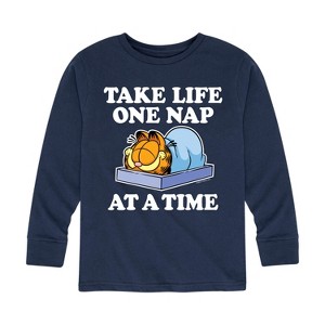 Boys' - Garfield - Take Life One Nap Long Sleeve Graphic T-Shirt - 1 of 4