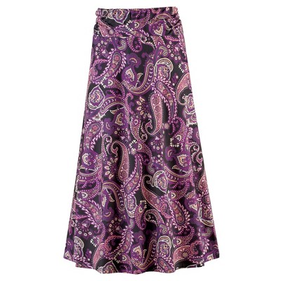 Purple Paisley Print Wrap Skirt