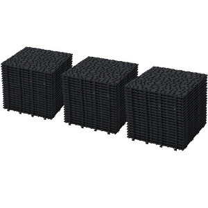Dolonm 12"x12" Black Interlocking Deck Tiles – Plastic, Waterproof & Anti-Slip for Patio, Balcony, Shower - 1 of 4