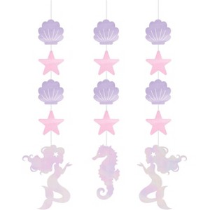 3ct Mermaid Print Iridescent Party Hangers, Purple Pink