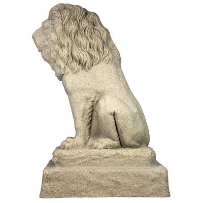 28" Sandstone Resin Guardian Lion Statue