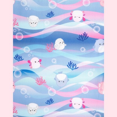 Squishmallows Little Girls Ruffled One Piece Bathing Suit UPF 50+ Blue / Pink Turquoise 7-8 — фото 4