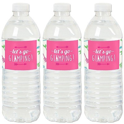 Big Dot of Happiness Let's Go Glamping - Camp Glamp Party or Birthday Party Water Bottle Sticker Labels - Set of 20