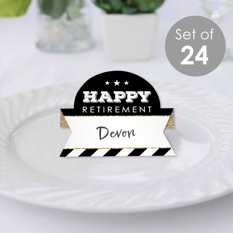 Big Dot of Happiness Happy Retirement - Retirement Party Tent Buffet Card - Table Setting Name Place Cards - Set of 24, 2 of 9