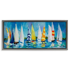 Stupell Industries Regatta Sailboat Fleet Floating Frame Canvas Art - 1 of 4