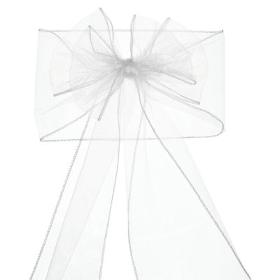Unique Bargains Wedding Decoration Organza Ribbon Chair Sashes Bows 25 Pcs White
