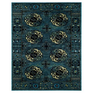 Blue Abstract Loomed Area Rug - (9