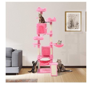 75 Inches Indoor Cat Tree Tall Cat Tower For Large Cats 20lbs Cat Condo Pink Cat Tower - 1 of 4