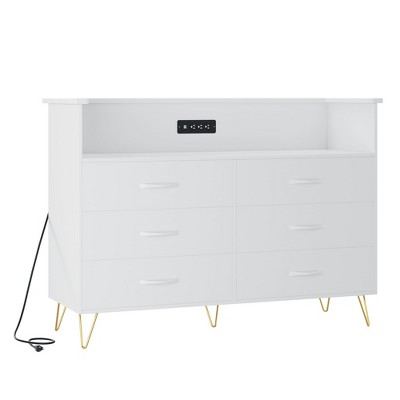 ODK Modern 6-Drawer Wide Dresser with Large Capacity Storage Cabinet for Bedroom, Living Room | Stylish Wooden Chest, Multi-Functional TV Stand