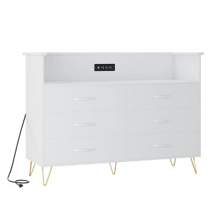 ODK Modern 6-Drawer Wide Dresser with Large Capacity Storage Cabinet for Bedroom, Living Room | Stylish Wooden Chest, Multi-Functional TV Stand - 1 of 4