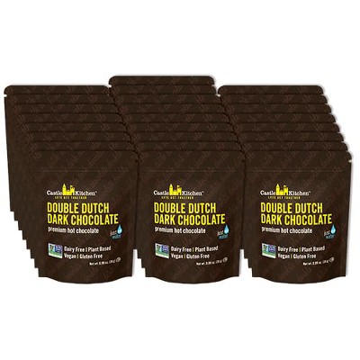 Castle Kitchen Hot Chocolate Sachets (25 Count) - Single Serve - Just Add Water - Dairy Free, Vegan 1oz Bulk Packets For A 6 oz Cup - Real Chocolate