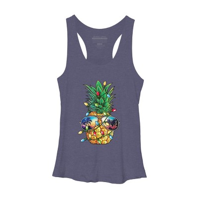 Women's Design By Humans Pineapple Christmas Tree Lights Xmas Men Gifts Sunglasses T-Shir By NekoShop Racerback Tank Top