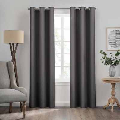 85" Kenna Grommet Solid Textured Thermaback Blackout Curtain Panel Gray - Eclipse