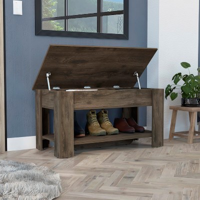 Vynxaria Storage Table Polgon, Extendable Table Shelf, Lower Shelf, Dark Brown Finish