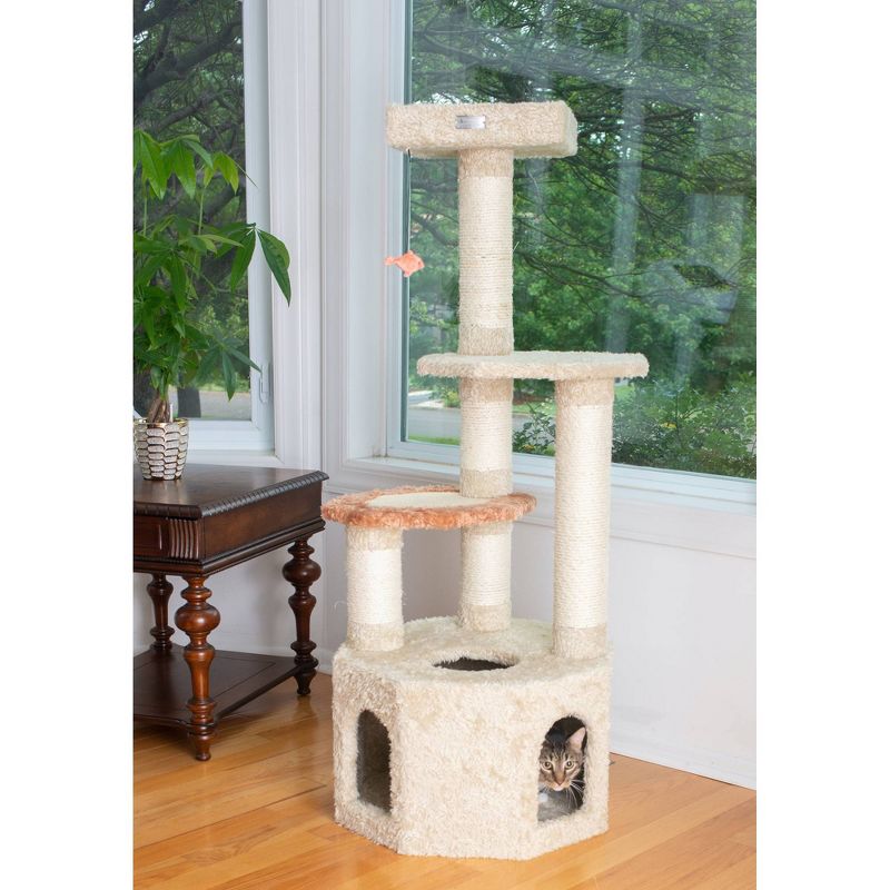 Armarkat Premium Real Wood Jackson Galaxy Approved Cat Tree, Multi Levels with Perch and Playhouse - Khaki, 3 of 8