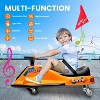 24V Kids Electric Drift Kart, 2-Speed Ride On Car w/360° Spins, Music, Lights, Flags, 5MPH, for Ages 3+ - 3 of 4