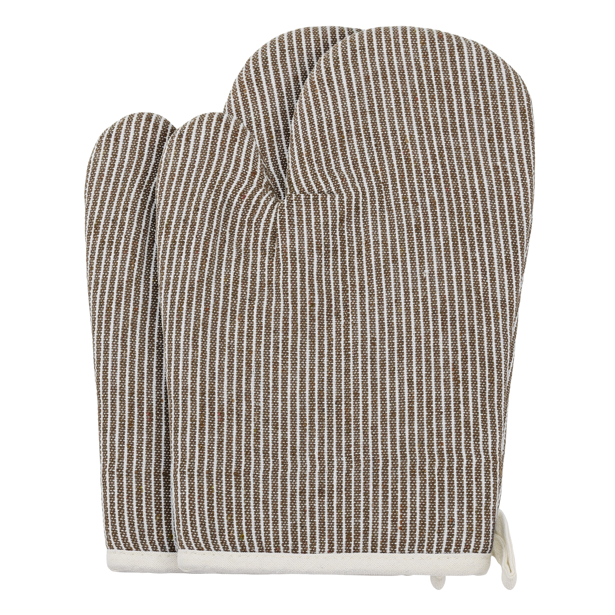 REGALWOVEN Soft Heat Resistant Cotton Lined Oven Mitts for Baking Cooking and Secure Gripping Kitchen Use Set of 2 Brown