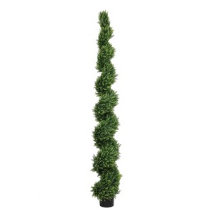 Okak 6/7FT Tall Artificial Two-Tone Cypress Pine Tree, Artificial Plants with Natural Dual Color Leaves, Faux Tree for Indoor or Outdoor - 1 of 4