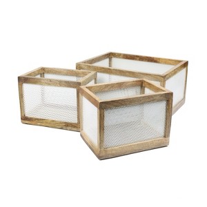happimess Fallon Modern Minimalist Handmade Wooden Metal Nesting Storage Baskets - 1 of 4