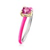 Pure Collection by Ross-Simons 0.50 Carat Pink Topaz Heart Ring With Single Diamond and Pink Enamel in Sterling Silver and 14kt Yellow Gold - 3 of 4