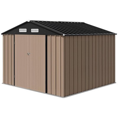 8'x8' Outdoor Storage Shed, Large Garden Shed, with Slooping Roof and 4 Vents