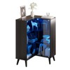 PAKASEPT 3-Tier Corner Glass Display Cabinet with LED Lights, Tempered Glass Doors, Adjustable Shelves, for Bedroom, Living Room - 3 of 4