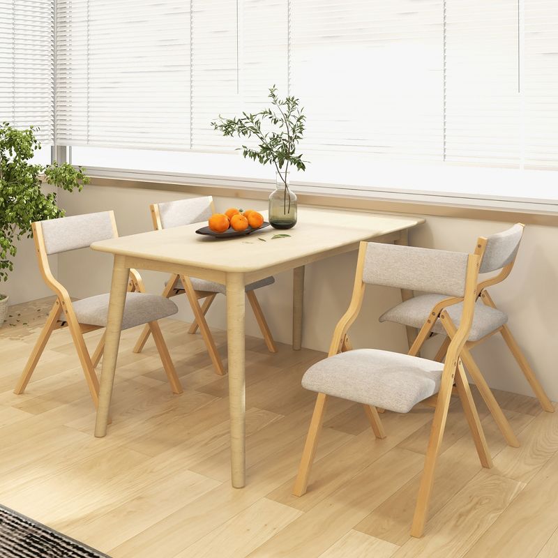 Tangkula Folding Dining Chairs Set of 4 Wooden Table Chairs w/ Padded Seat Modern Grey & Natural, 2 of 11