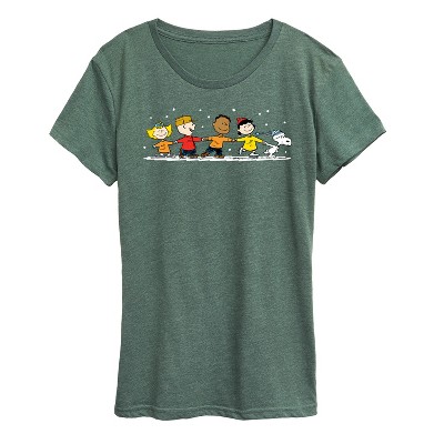 Maglietta Donna Peanuts Snoopy Pattinaggio Con Arcobaleno | T-Shirt In Cotone A Maniche Corte