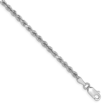 Black Bow Jewelry 2.75mm, 14k White Gold, Diamond Cut Solid Rope Chain Bracelet