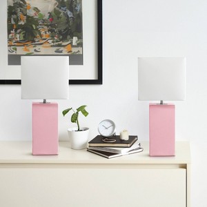 Lalia Home Lexington 21" Leather Base Table Lamps with Fabric Shade - 1 of 4