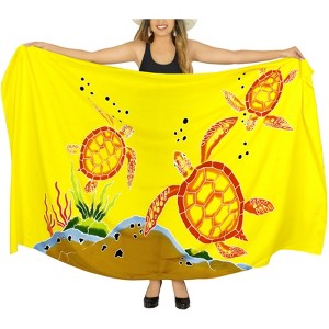 LA LEELA Women's Summer Bikini Wraps Beach Wrap Swimwear Sarong Cover up Skirt Bathing suit Swimsuit Pareo for Women One Size Yellow, Turtle - 1 of 4