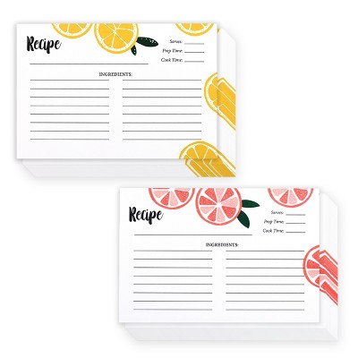 Outshine Co Premium Recipe Card Dividers 4x6 With Tabs, Peach/lemon Fruit  Design (set Of 24) : Target