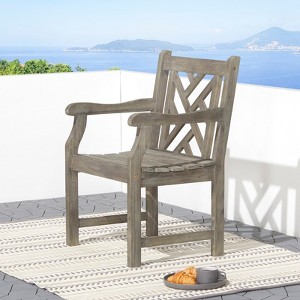 Solhome Grey-washed Farmhouse Wood Patio Armchair - 1 of 4