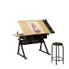 YOOCOZZ Adjustable Drawing Drafting Table Desk with 2 Drawers and Stool for Home Office and School - 2 of 4