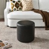 KINWELL Faux Leather Round Upholstered Footstool PU Ottoman, 18" x 18 - 4 of 4