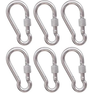 CTB Dealz | Oval Carabiner Stainless Steel - Strong Metal Multitool Carabiner Heavy Duty for Hammocks, Keys and Hanging - Silver | 6 Pcs - 1 of 4