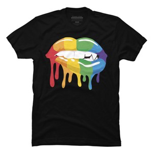 Adult Design By Humans Pride Vampire Melting Rainbow Lips By turtledojo T-Shirt - 1 of 2