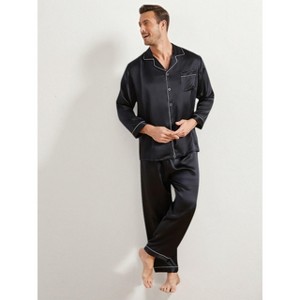 SilkSilky Men's Luxurious Silk Lapel Pajama Set - 1 of 4
