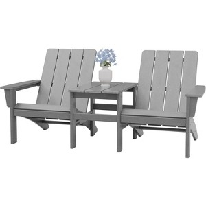 ALAULM Adirondack Lounge Chair Sofa Set of 2 PCS,Outdoor Chairs,Double Seat Chair w/a Coffee Table,Widely Used for Patio, Lawn, Garden,Pool,Deck(Gray) - 1 of 4